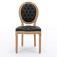 French Style Solid Wood Frame Antique Painting, Hand-Pulled Buckle Decoration Artificial Dining Chair With Nailhead Trim, Wood Legs