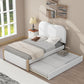 Upholstered Platform Bed With Wood Supporting Feet And Trundle