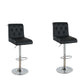 Luent – Set of 2 – 24" Adjustable Black Bar Stools with Tufted Back, Gas Lift, Chrome Base, and Faux Leather Upholstery