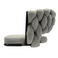 Malor - Set of 2 - 39" Grey Woven Linen Bar Stools with 360° Swivel Seat, Padded Backrest, Footrest, and Black Metal Legs