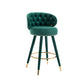 Lurian - Set of 2 - 28" Emerald Velvet Swivel Counter Height Bar Stools, Solid Wood Legs, Ergonomic Backrest, Retro Design