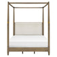 Queen Canopy Bed Frame With Upholstered Headboard - Brown