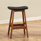 Zenithal Set of 2 - 26" Black Swivel Solid Wood Counter Stools - Walnut Finish Faux Leather - Mid-Century Modern Design