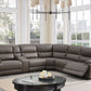 Kantu - Synthetic Leather Motion Sectional Sofa - Brown
