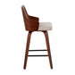 Elantra - Set of 2 - 26" Walnut and Beige Mid-Century Modern Counter Stools with Fabric Cushioned Seats and 360° Swivel