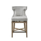 Regent - Set of 2 - 25" Light Grey Upholstered Wingback Counter Stools with 360° Swivel and Reclaimed Grey Wood Legs