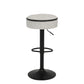 Glint - Set of 2 - 28" Off White Adjustable Swivel Bar Stools with Hidden Storage and Metal Frame