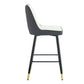 Holborn - Set of 2 - 27" Black Swivel Wood Bar Stools with High Back, Modern PU Seat, Gold Accents, and Metal Legs