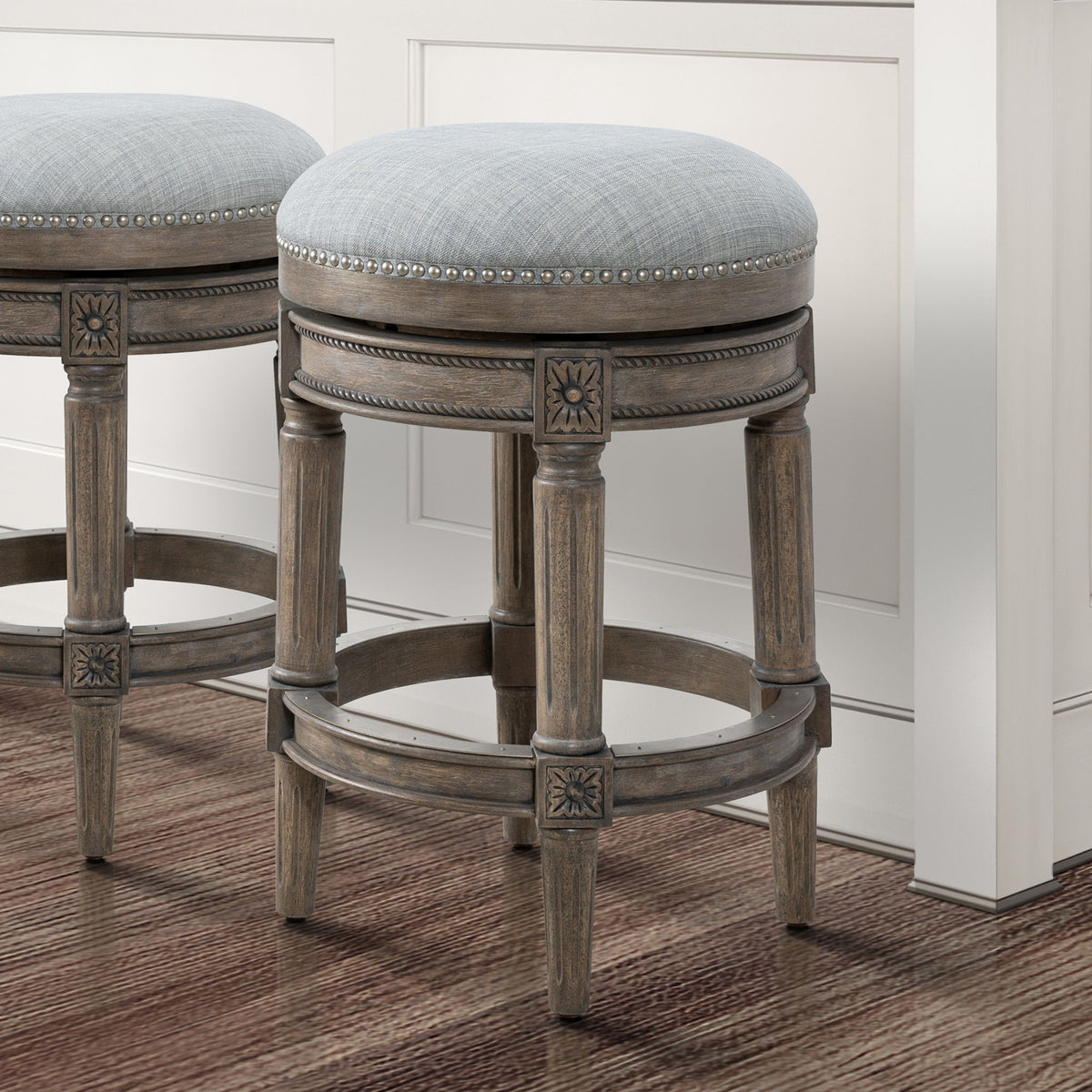 Rustic Elegance Backless Swivel Stool