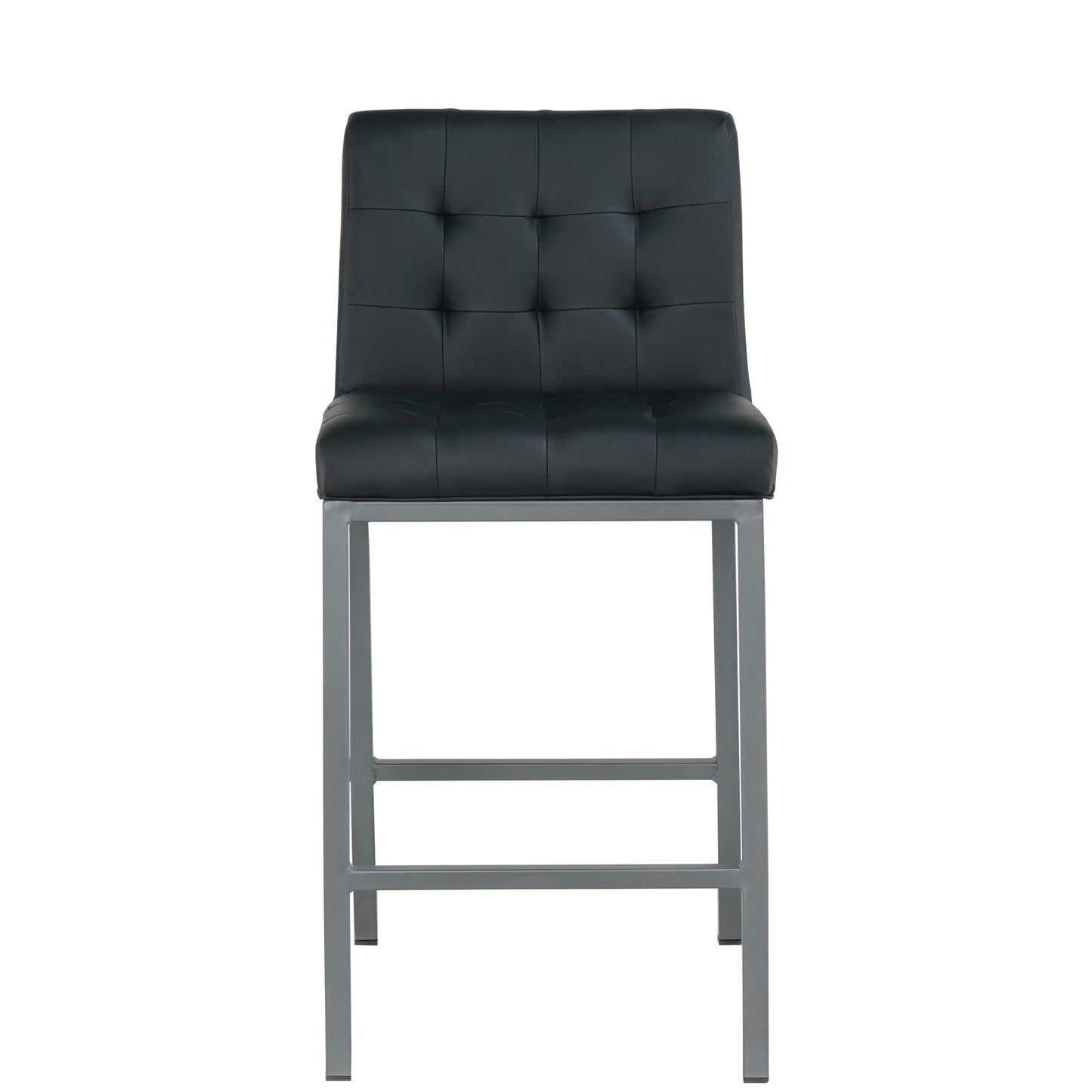 Samson - Set of 2 - 30" Black Modern PU Bar Stools with Metal Legs