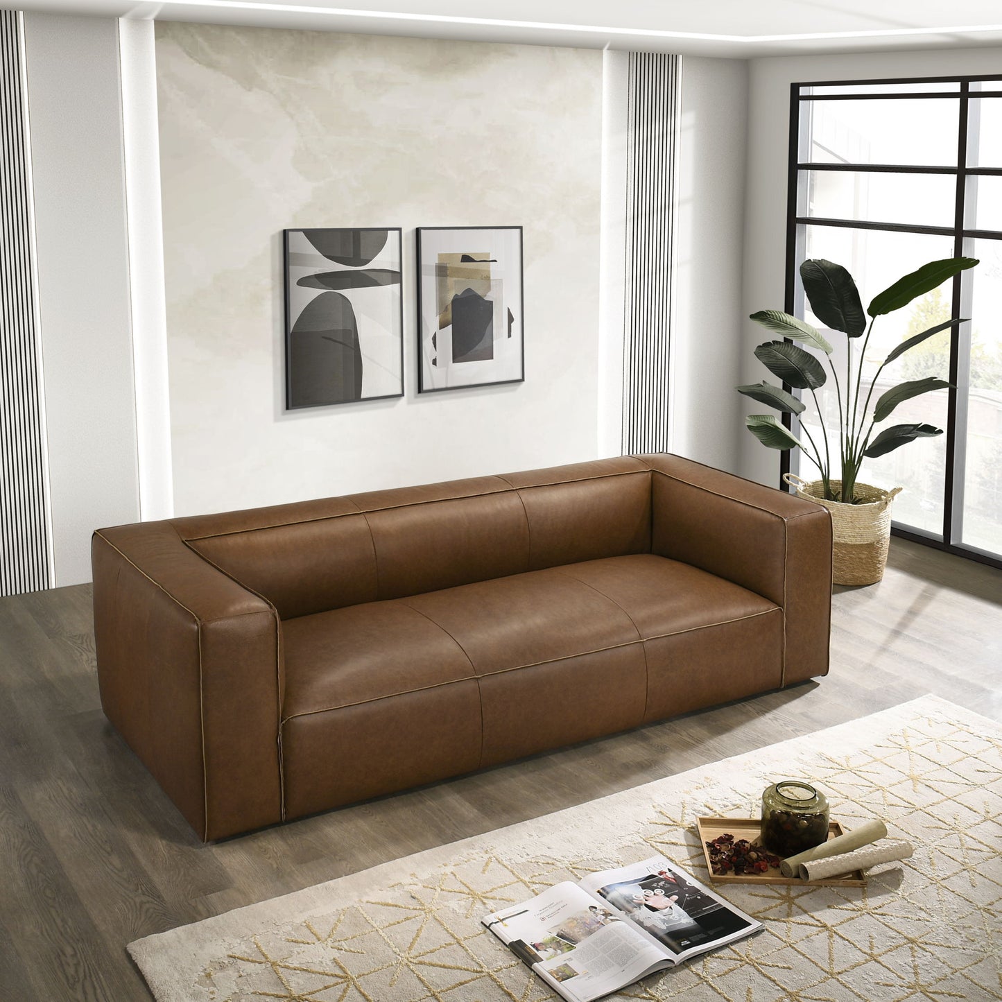 Colton - Sofa With Corner Blocked Frame - Tan