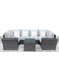 Outdoor Wicker Sectional With Weather Resistant Cushions And Table