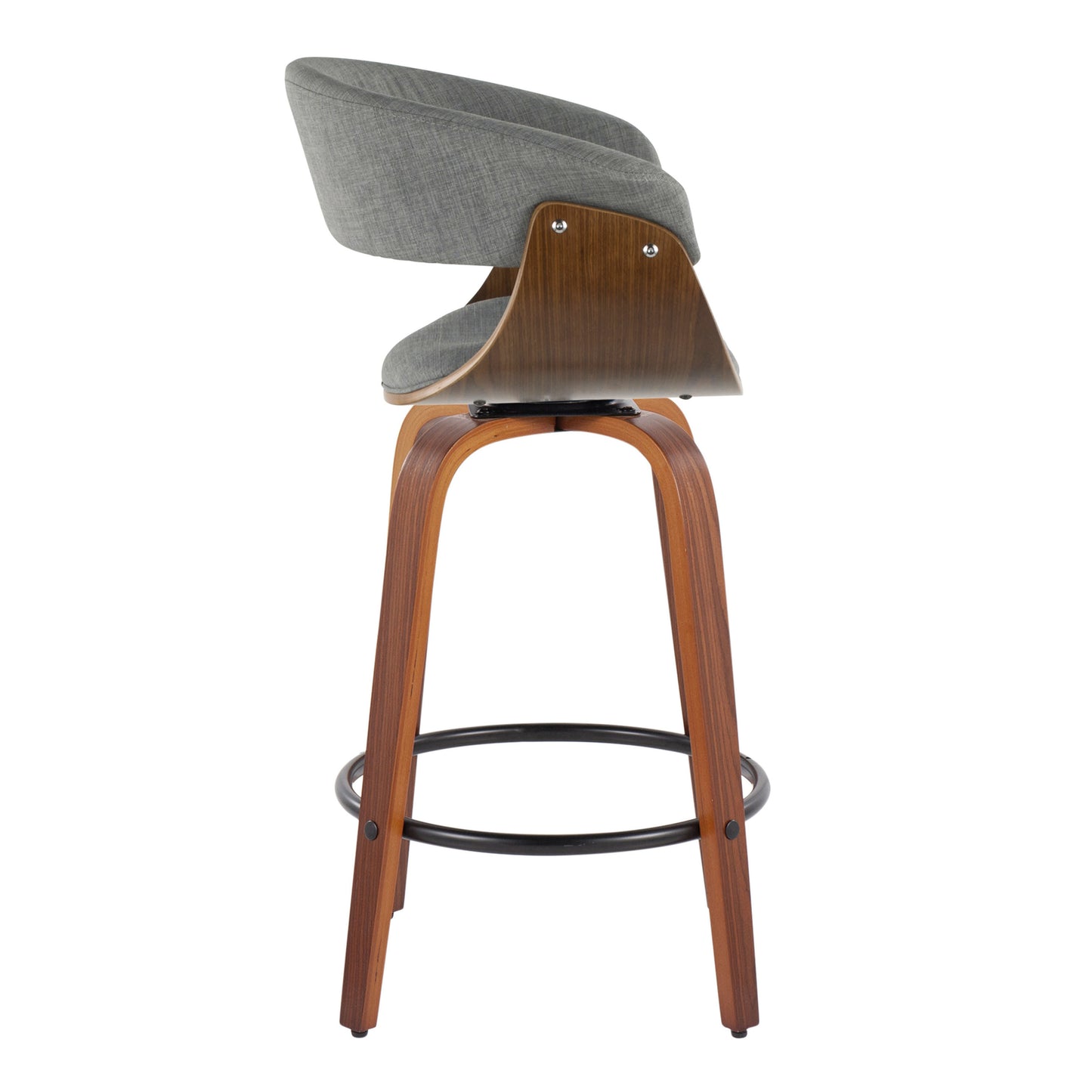 Halstead - Set of 2 - 29" Grey Fabric Modern Bar Stools with Backrest