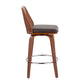 Trilogy - Set of 2 - 20" Walnut Mid-Century Modern Counter Stools with Brown Faux Leather Upholstery