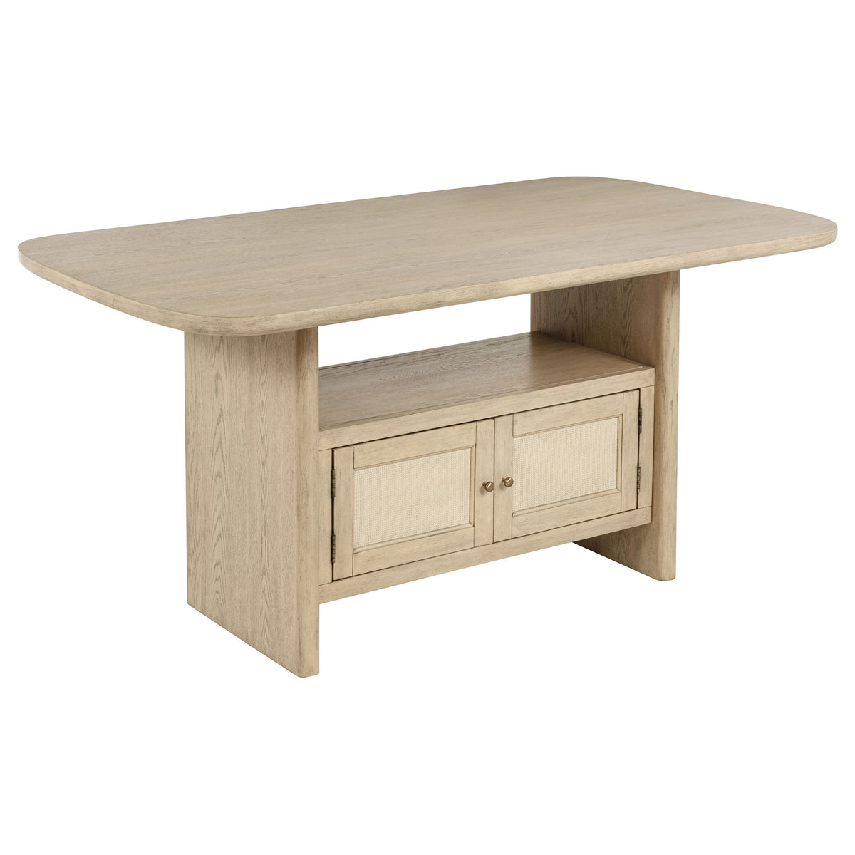 Kimpton - Counter Height Dining Table With Storage Cabinet And Shelves - Beige