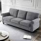 Soft Sofa, Upholstered 3 Seater Couch With High Density Foam, Loose Back Cushions And Turned Legs