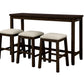 Tennyson - 4-Piece 30" Rustic Brown Counter Height Table with Fabric Padded Stools and Socket