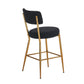 Nashford - Set of 2 - 25" Black Bar Stools with Modern Teddy Fabric Upholstery and Metal Base for Kitchen & Dining