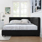 Storage Elegant Upholstered Tufted Bed Frame With Backrest And Armrests