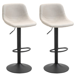 Adero - Set of 2 - 26" Adjustable Cream White Counter Stools with Swivel Cushioned Seats and Sturdy Metal Base