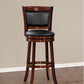 Elysium - Set of 1 - 30" Swivel Pub Height Chair, Dark Cherry Finish Faux Leather Upholstery, Solid Wood, 250lbs Capacity