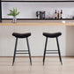 Saffron – Set of 2 – 24" Black PU Leather Counter Height Bar Stools with Foam Upholstered Seat and Footrest for Kitchen and Dining Room