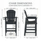 Bar Height Adirondack Chair With Cup Holder And Armrests