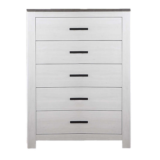 1 Piece Chest 2 Tone Sleek Bar Bedroom Furniture - White
