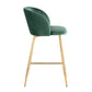 Franklin - Set of 2 - 24" Green Glam Velvet Counter Stools with Gold Base Fixed Height