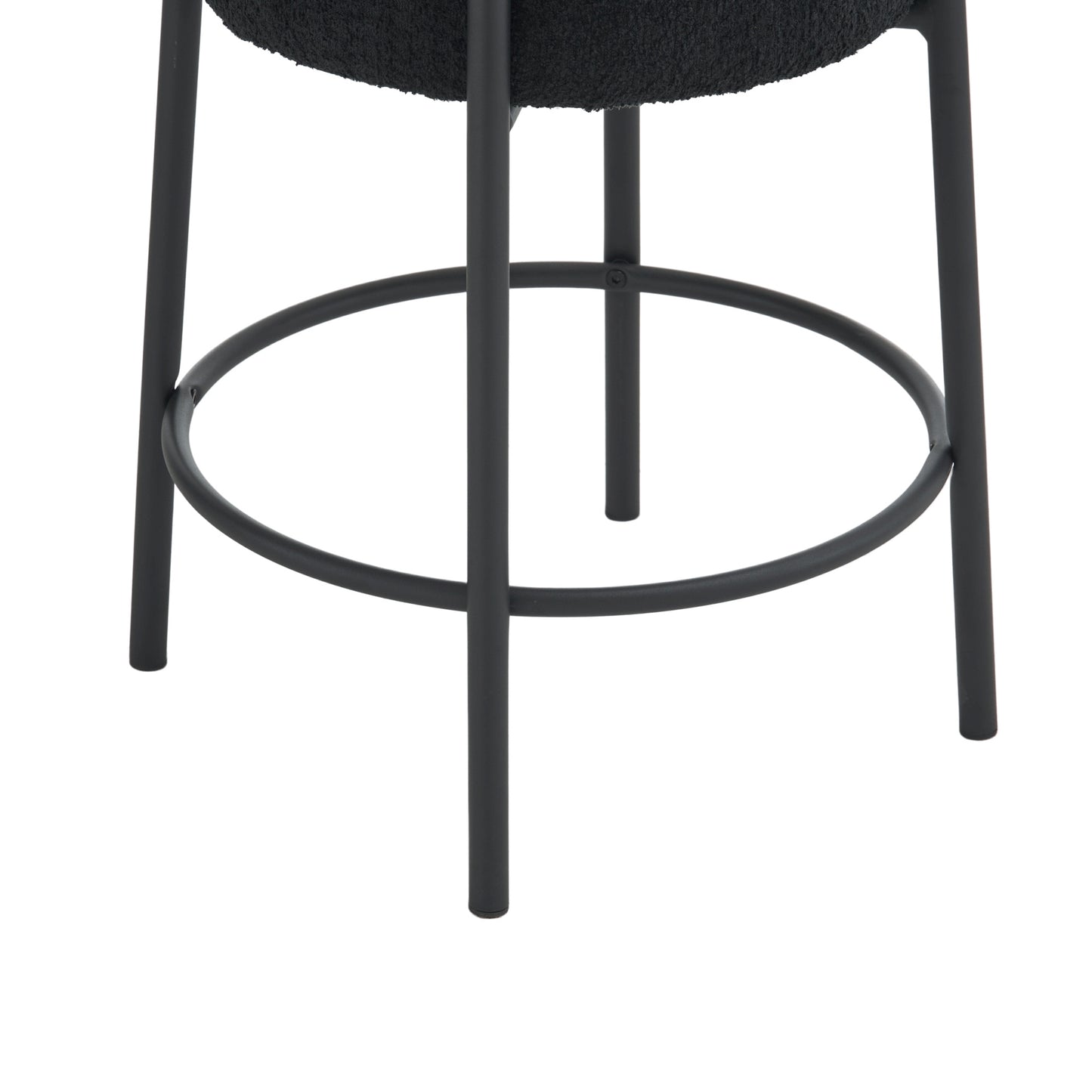 Helvett- Set of 2 -24"  Set Black Upholstered Round Bar Stools with High Resilience Foam-Tall Modern Dining Chairs for Kitchens & Bars