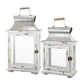 Wooden Candle Lantern Decorative, Hurricane Lantern Holder Decor For Indoor Outdoor, Home Garden Wedding - White