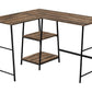 Computer Desk, Home Office, Corner, Storage Shelves, L-Shape, Work, Laptop, Contemporary, Modern - Brown