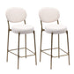 Harvin - Set of 2 - 29" Bar Stools in Creamy White Faux Leather with Low Backrest, Footrest, and Gold Metal Frame for Dining or Kitchen