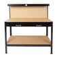 Steel Workbench Tool Storage Work Bench Workshop Tools Table With Drawer And Peg Board - Black / Light Brown