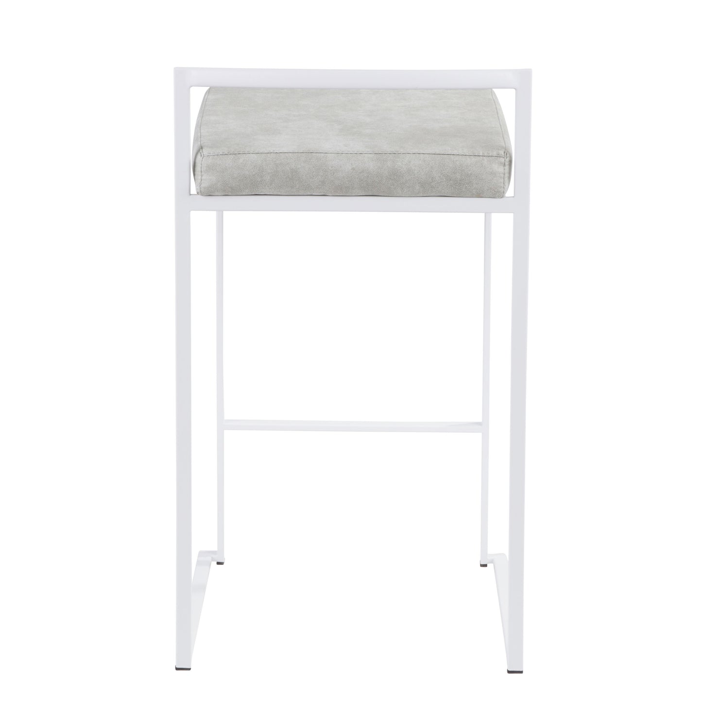 Fawkes - Set of 2 - 26" White Stackable Counter Stools with Light Grey Fabric Cushions