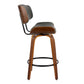 Hindley - Set of 2 - 26" Grey Faux Leather Counter Stools with Walnut Wood Back & Black Metal Footrest