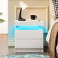 Modern LED Bedside Table Cabinet With Adjustable Lights And 2 Drawers - White