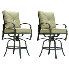 Alvaro - Set of 2 - 30" Antique Bronze Swivel Bar Chairs with Cushioned Seat and Back