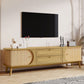 Rattan TV Stand For Tvs Up To 75'', Modern Farmhouse Media Console, Entertainment Center With Legs, TV Cabinet For Living Room, Home Theatre - Natural Wood