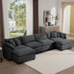 Modular Oversized Cushion Sofa With Ottoman, Low Back, Deep Seating Sofa Set