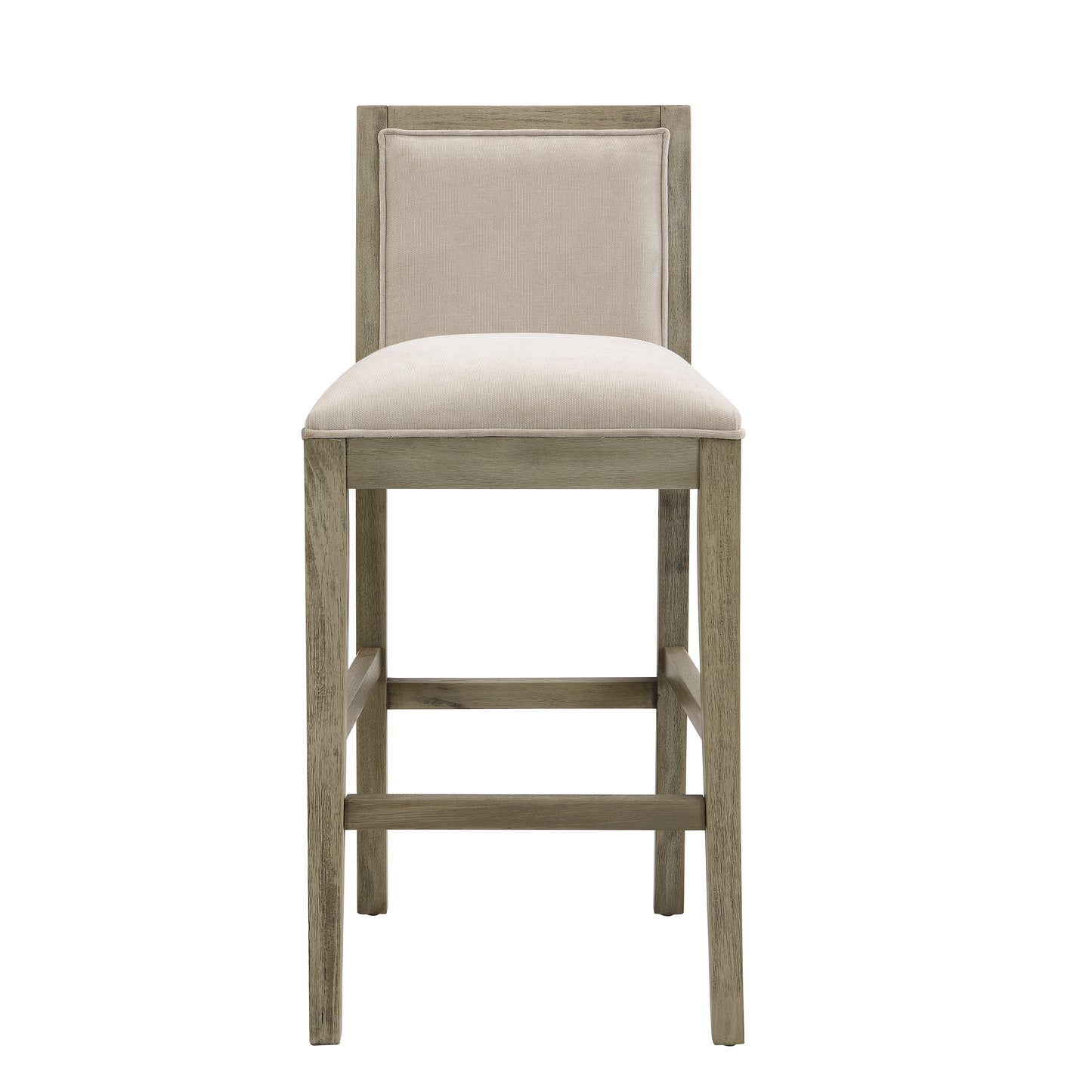 Nelson - Set of 2 - 31" Beige Bar Stools with Sponge Cushion Upholstery and Rubberwood Frame for Kitchen Island or Dining Room