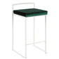 Liora - Set of 2 - 26" Stackable Counter Stools with White Frame & Green Velvet Cushions, High-Back Contemporary Design