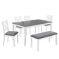6 Piece Kitchen Dining Set, Rectangular Dining Table With 4 Upholstered Chairs And Bench - Gray / White