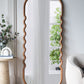 Oversized Wooden Floor Mirror With Unique Frame - Brown