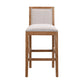 Montague - Set of 2 - 24" Retro Bar Stools with Rubberwood Frame and Upholstered Fabric Cushions, Classic Espresso Design