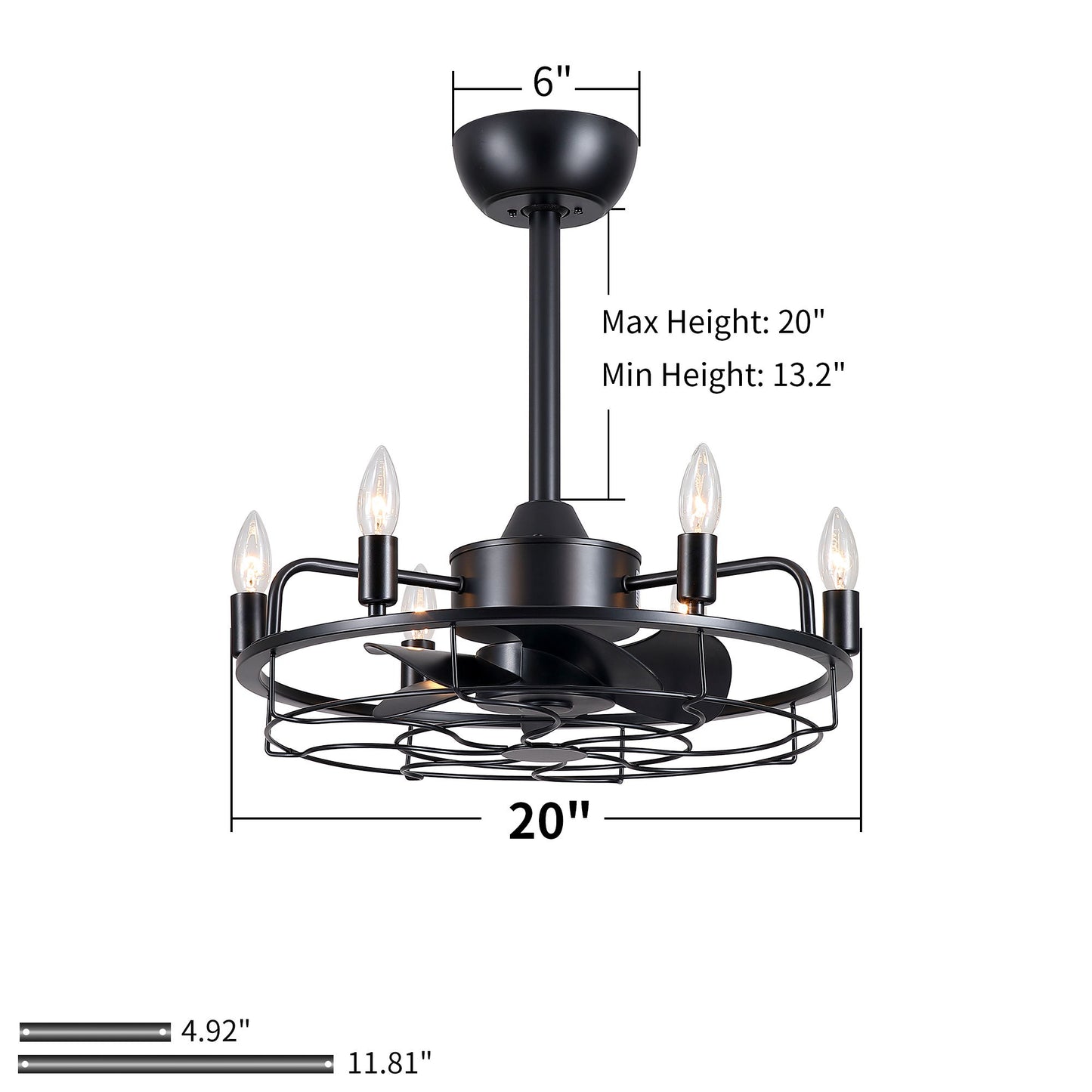Modern Farmhouse Ceiling Fan, Adjustable Hanging