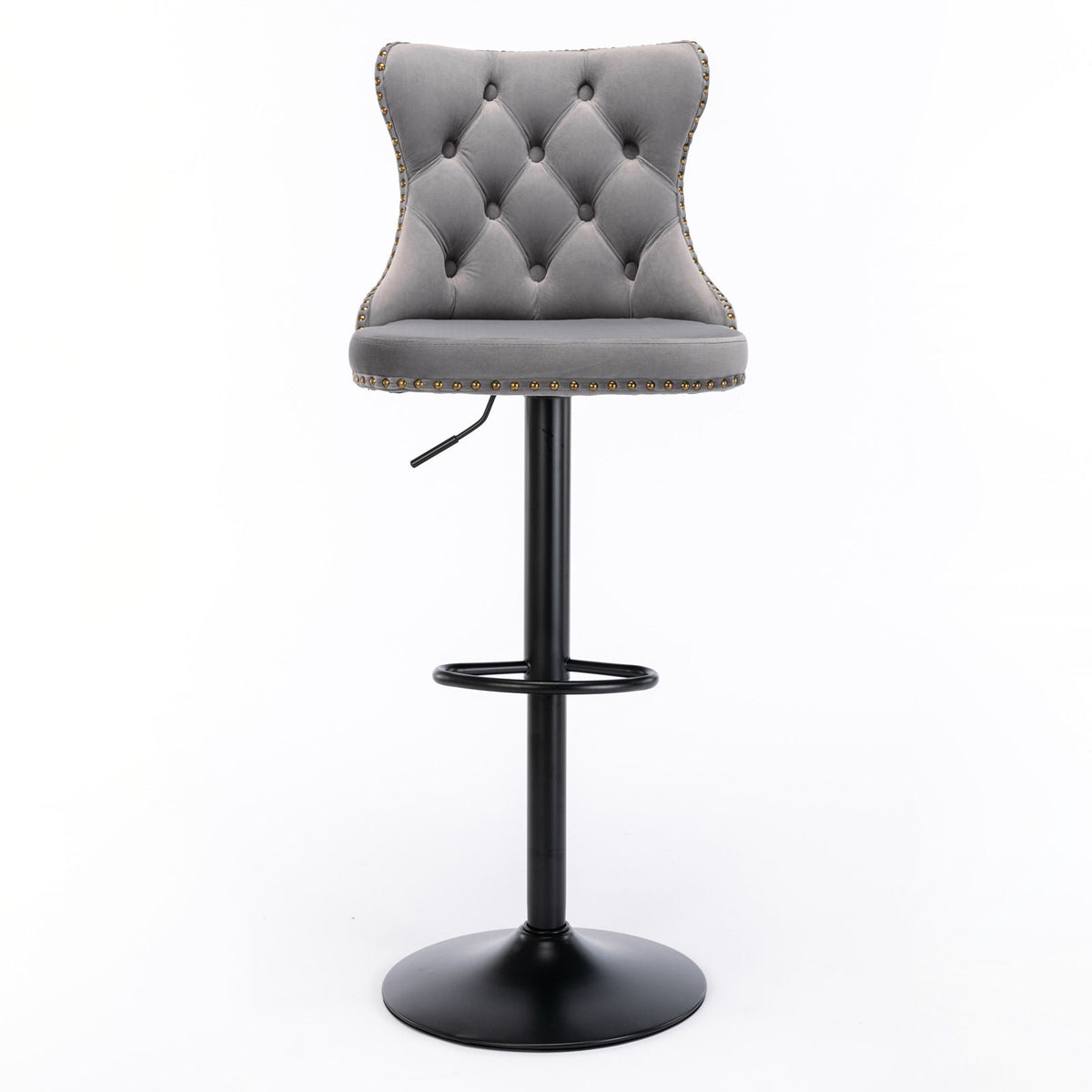 Swivel Barstools Adjusatble Seat Height, Modern Upholstered Bar Stools With Backs Comfortable Tufted For Home Pub And Kitchen Island (Set of 2)