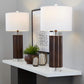 Cylinder - Fluted Contemporary Table Lamp (Set of 2) - Brown / Clear / White