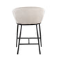 Selena - Set of 2 - 24" Cream Upholstered Counter Stools with Black Steel Frame for Modern Kitchen Island