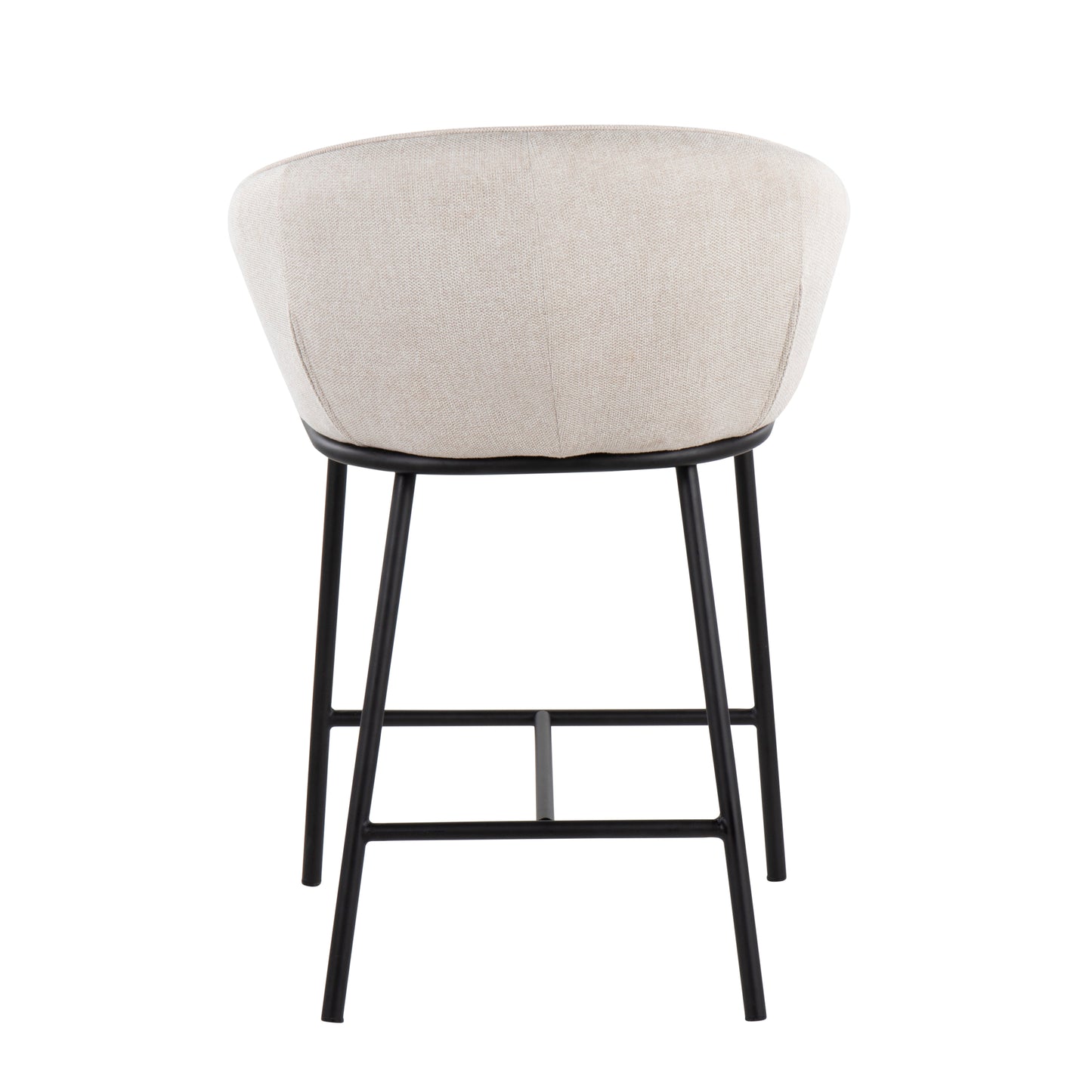 Selena - Set of 2 - 24" Cream Upholstered Counter Stools with Black Steel Frame for Modern Kitchen Island